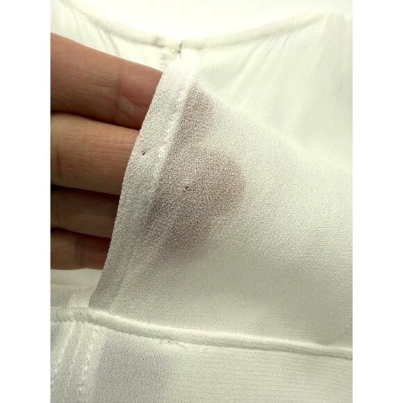 Reiss White Camille Semi Sheer Twin Pocket Top Blouse Viscose Lined EUC Size S - Picture 6 of 11
